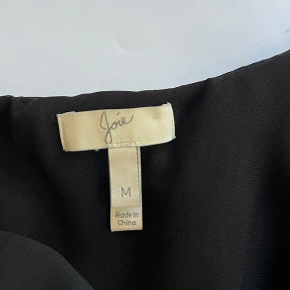 Joie Black Velvet One Shoulder Ruffle Tiered Mini Dress Silk Blend Medium Fairy - Picture 3 of 12